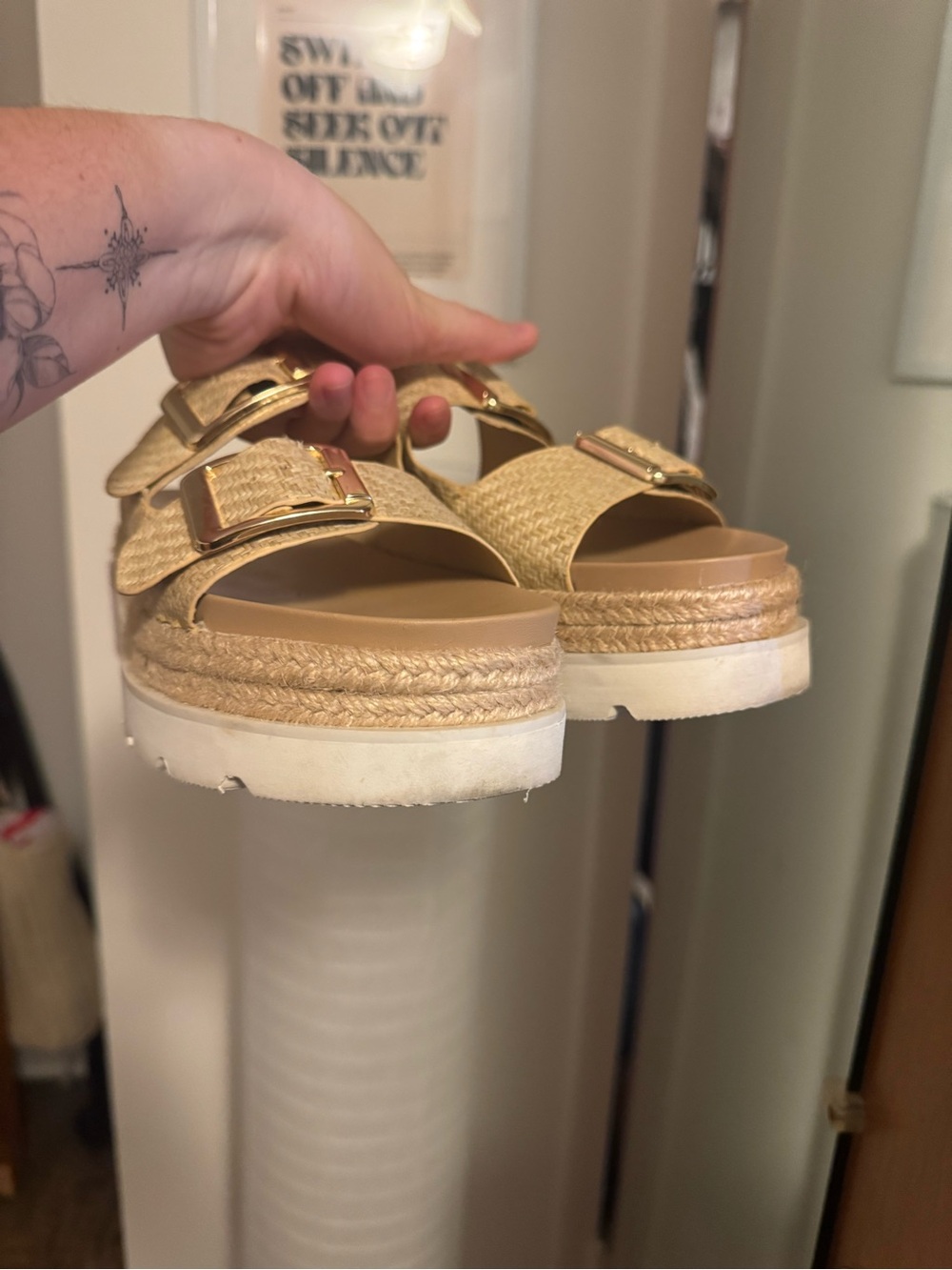 Woven Strap Platform Slide Sandals in Natural madden girl - Picture 5 of 5